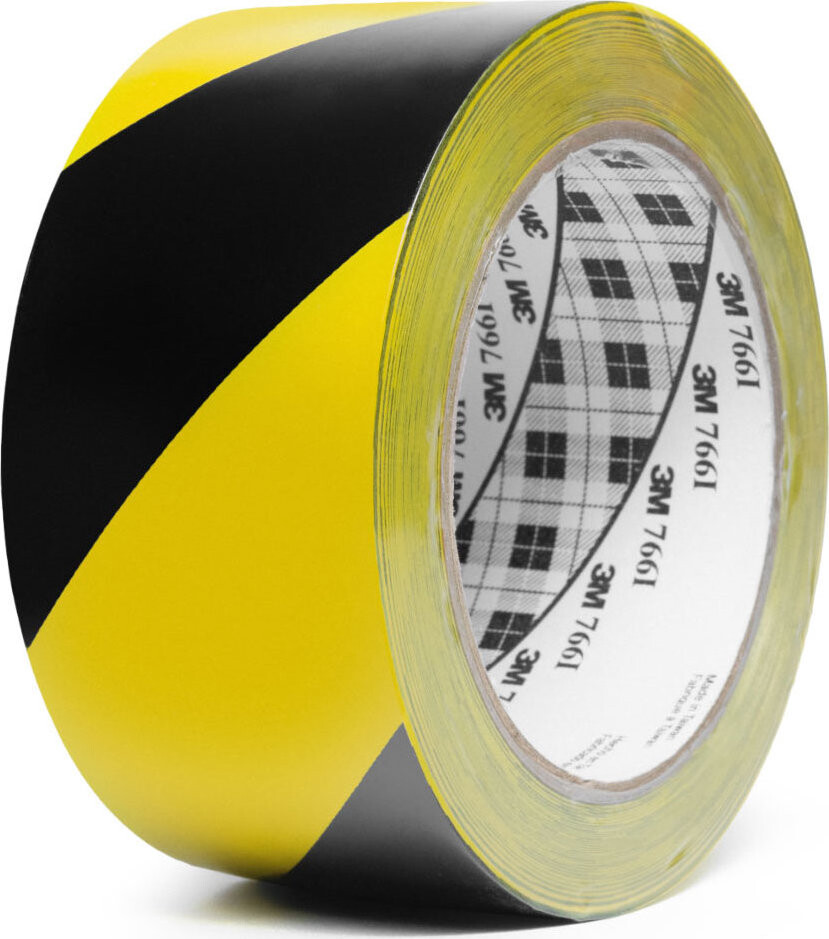 3M označovacia PVC lepiaca páska na bezpečnostné značenie 766i, 50 mm × 33 m, čierno-žltá