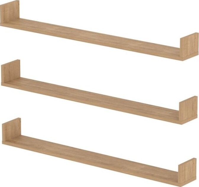 Nejlevnější nábytek Halyor Sada 3 nástenných políc 120 cm, dub zafírový