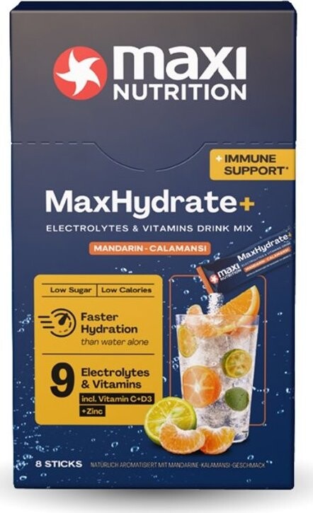 MaxiNutrition Elektrolyty s vitamínmi na imunitu, príchuť mandarínka Kalamansi 128 g (8× 16 g)