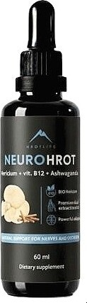 Hrotlife NeuroHrot tinktura Hericium + vitamín B12 + Ashwagandha 60 ml