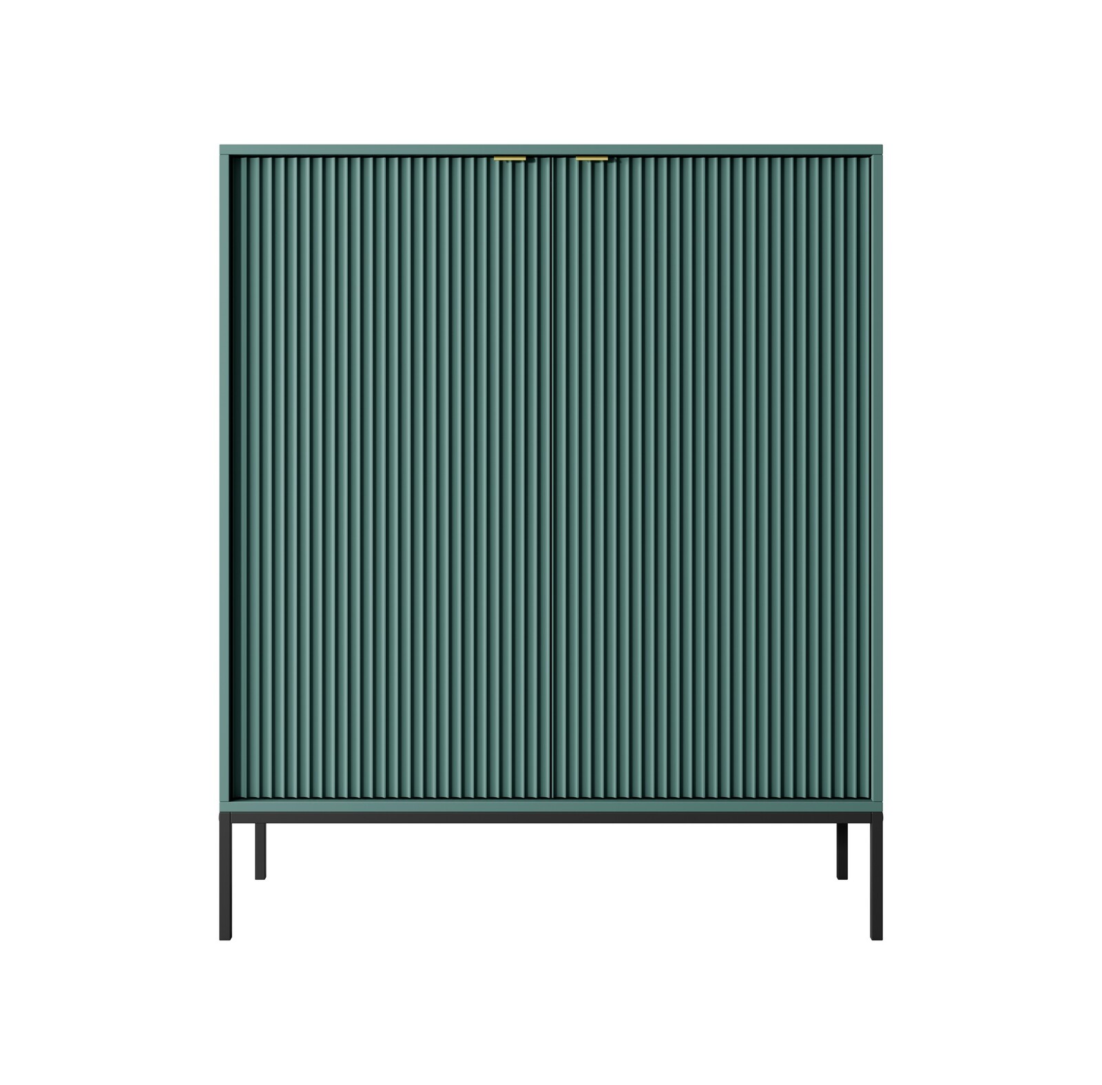 Komoda Nova 104 cm zelená/zlaté úchytky a čierny rám