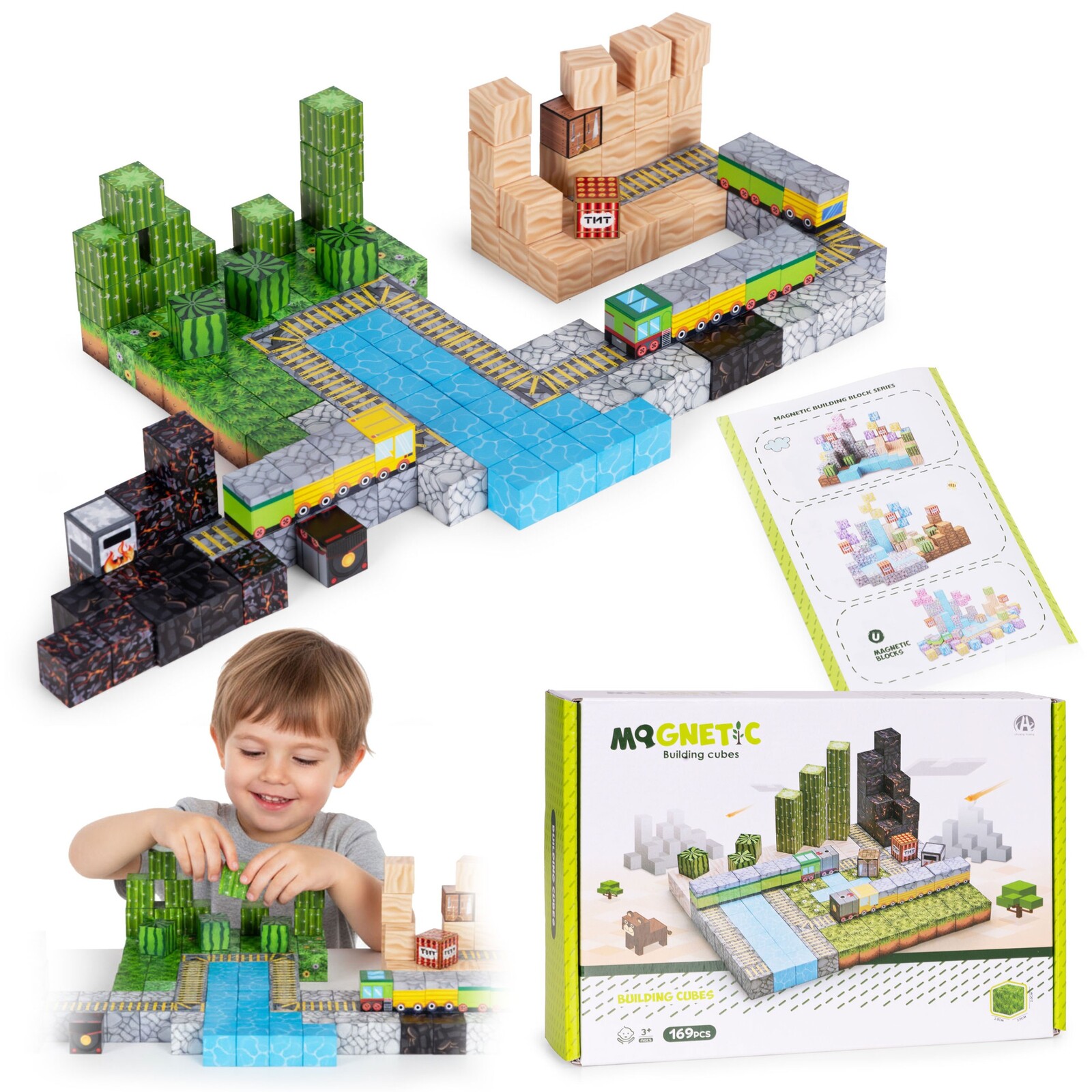 Magnetická stavebnice 169 ks MAGNETIC ADVENTURE TRAIN vícebarevná