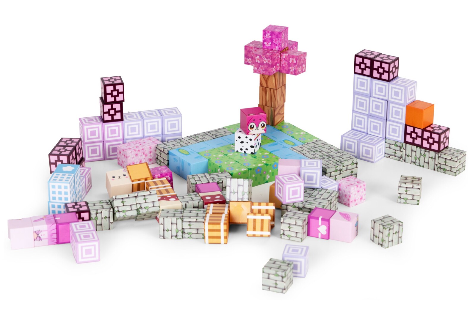 Magnetická stavebnice MAGIC PRINCESS WORLD 140 ks růžová