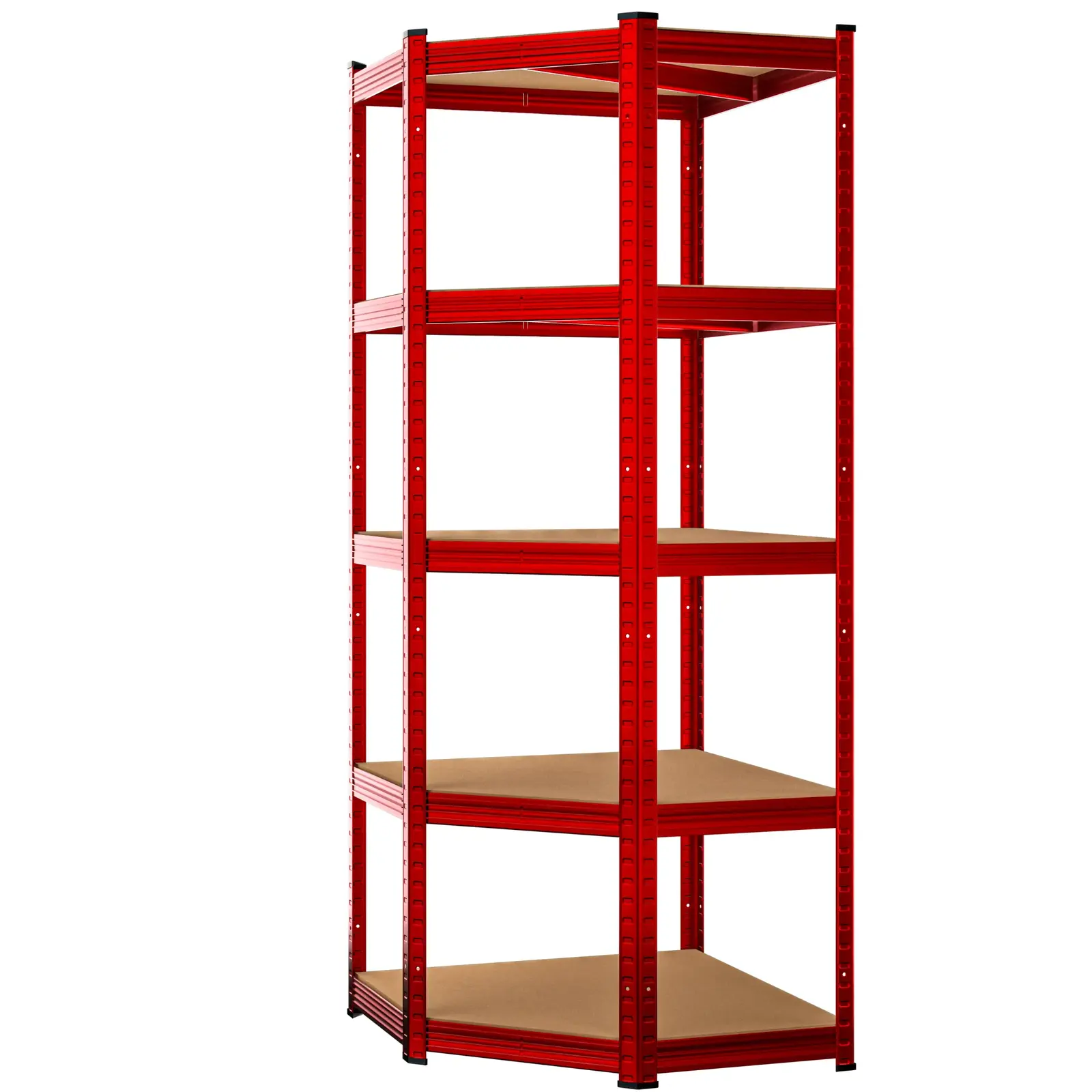 Rohový dílenský regál Della 70x180 cm červený/hnědý