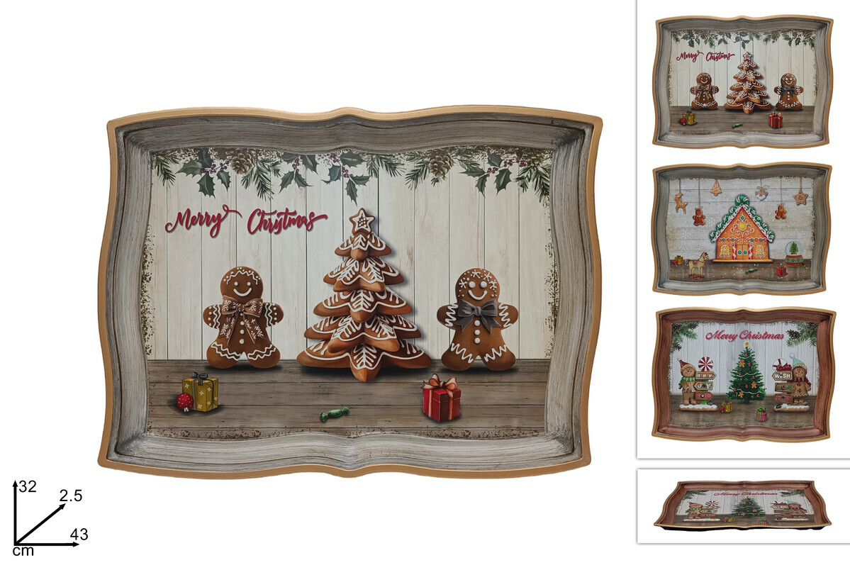 MAKRO - Podnos vianočný 43x32 cm rôzne dekory