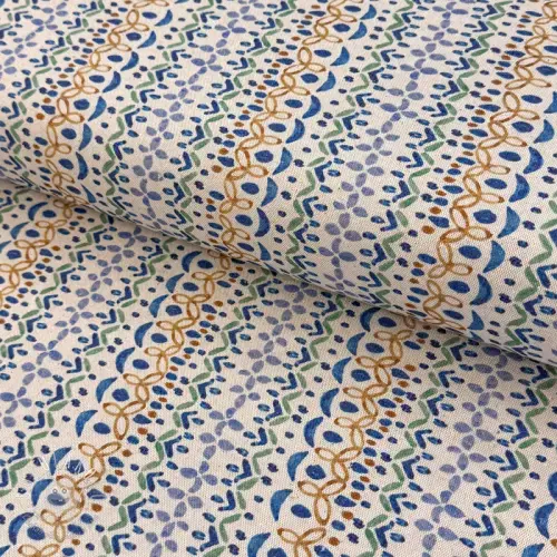Dekoračná látka Linenlook Blue pattern digital print