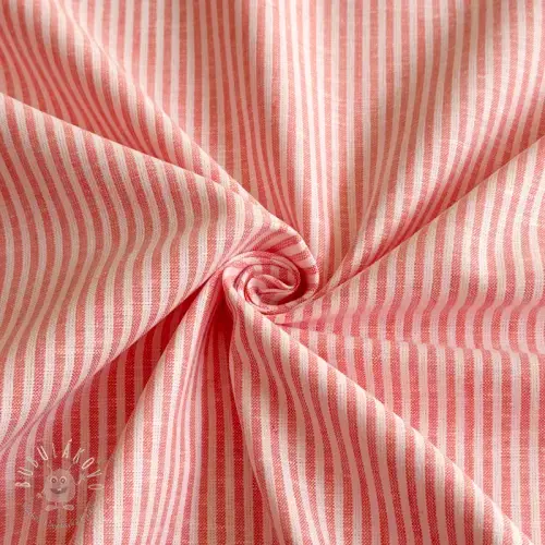 Ľan s bavlnou Stripe salmon