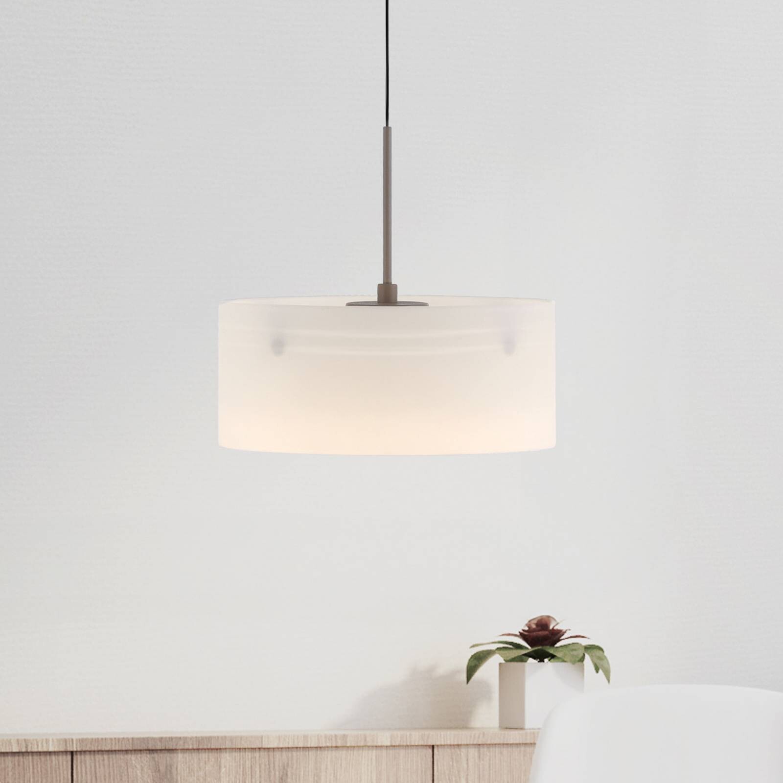 LED závesné svietidlo MARIKA, béžová/biela, Ø 20 cm, sklo, stmievateľné