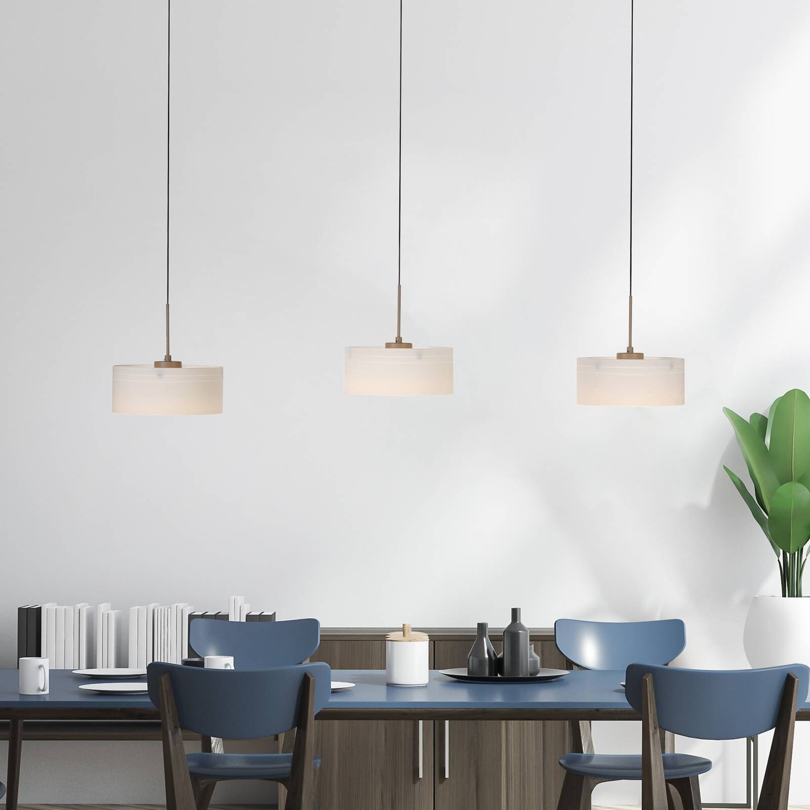 LED závesné svietidlo MARIKA, béžová/biela, 105 cm, 3-pl., sklo, stmievateľné