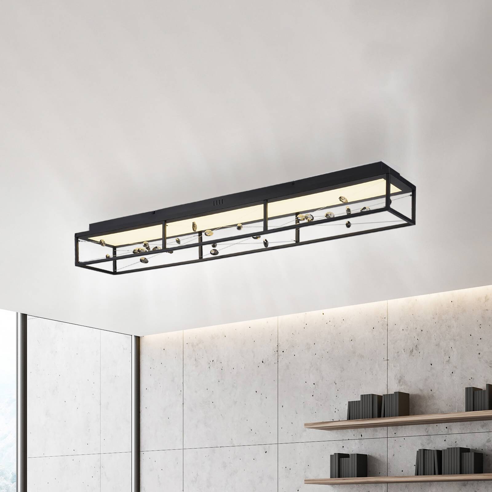 Stropné LED svetlo SKINA, čierne, 112 cm, CCT, stmievateľné, diaľkové ovládanie