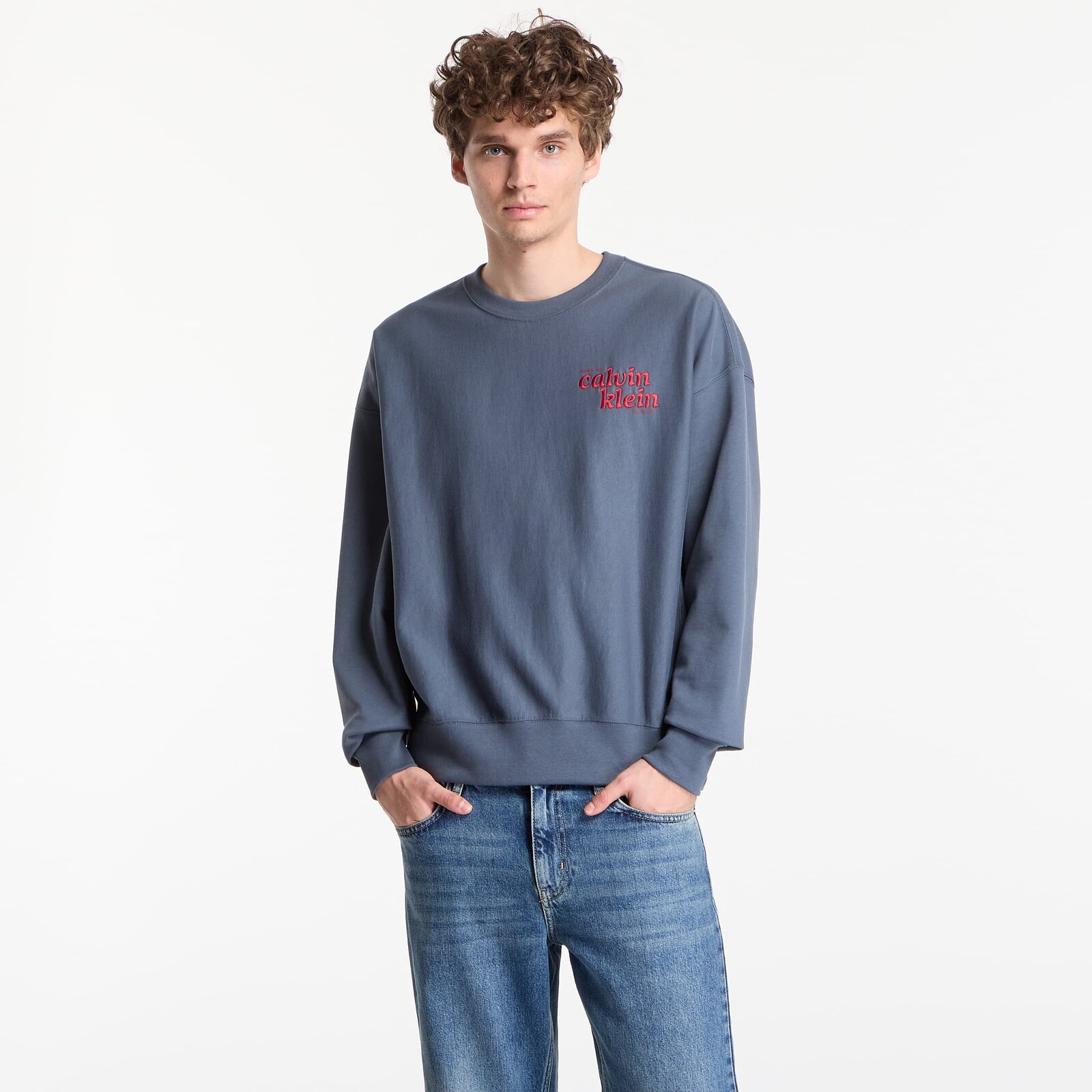 Mikina Calvin Klein Jeans Ls Premium Terry Graphic Crewneck Dark Slate M