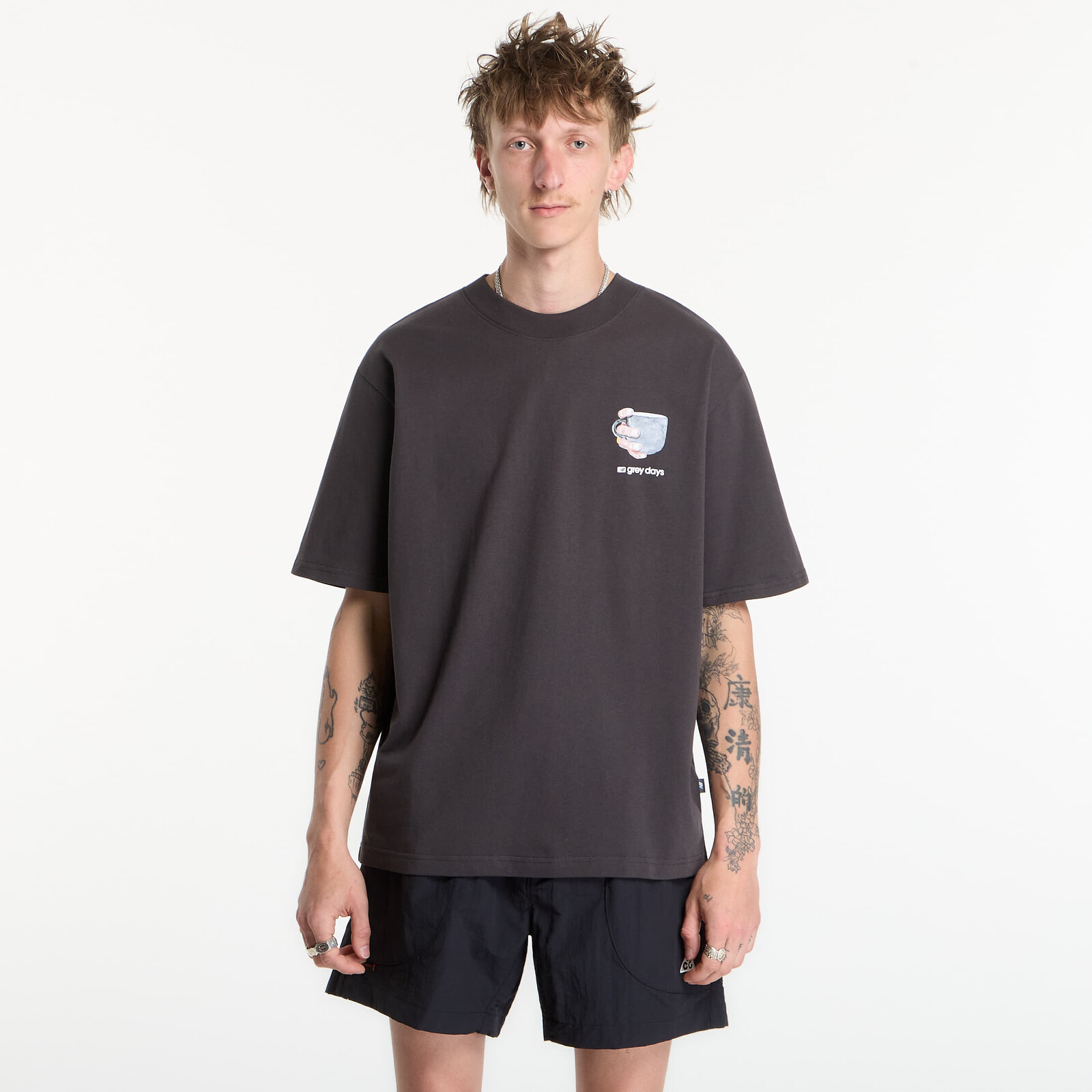 Tričko New Balance Grey Days Coffee Oversized T-Shirt Black Cement XL