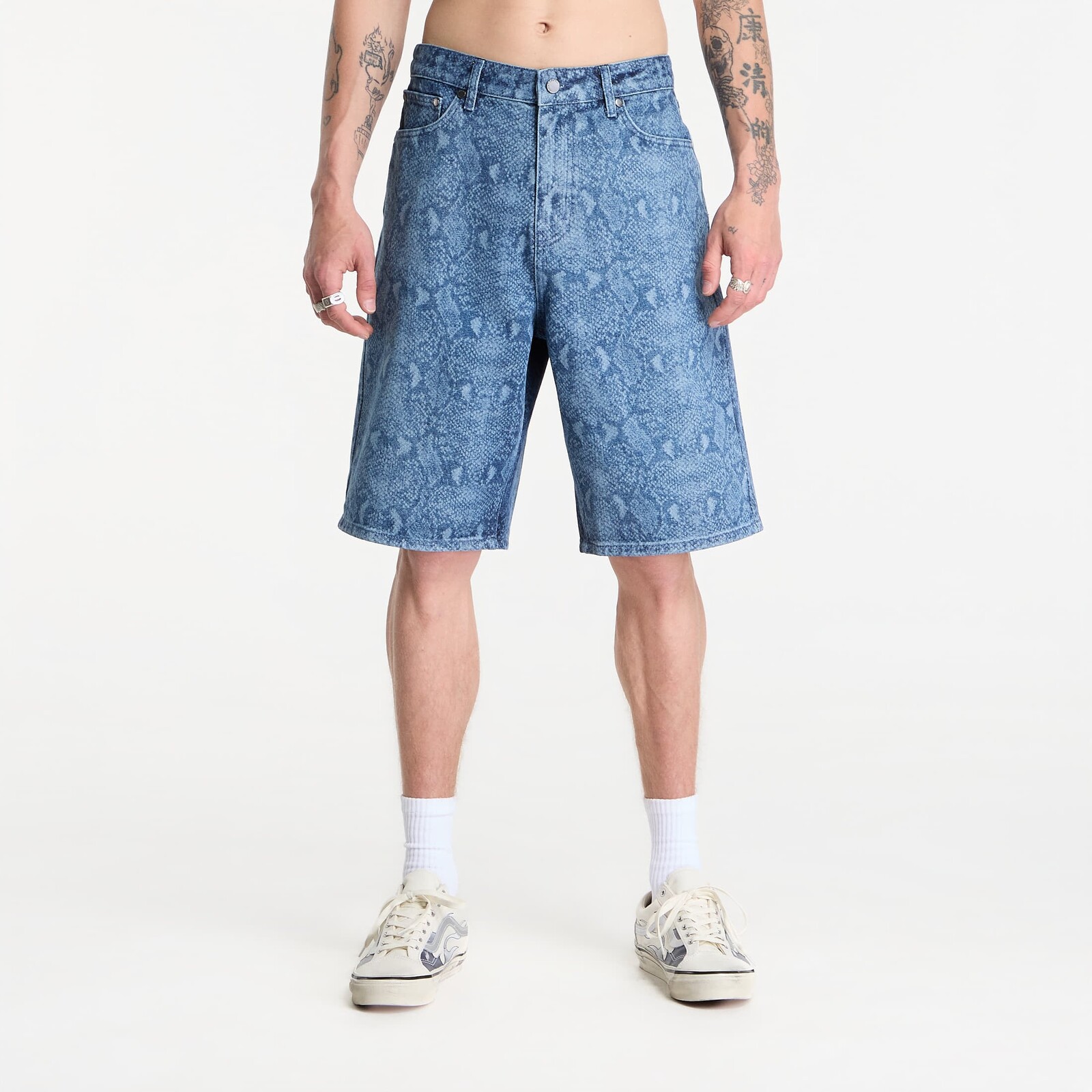 Šortky Daily Paper Snake Laser Denim Shorts Blue M