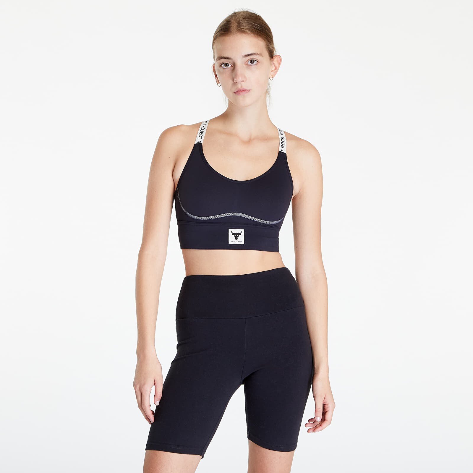 Podprsenka Under Armour Project Rock Infty Mid Bra Black/ Summit White S