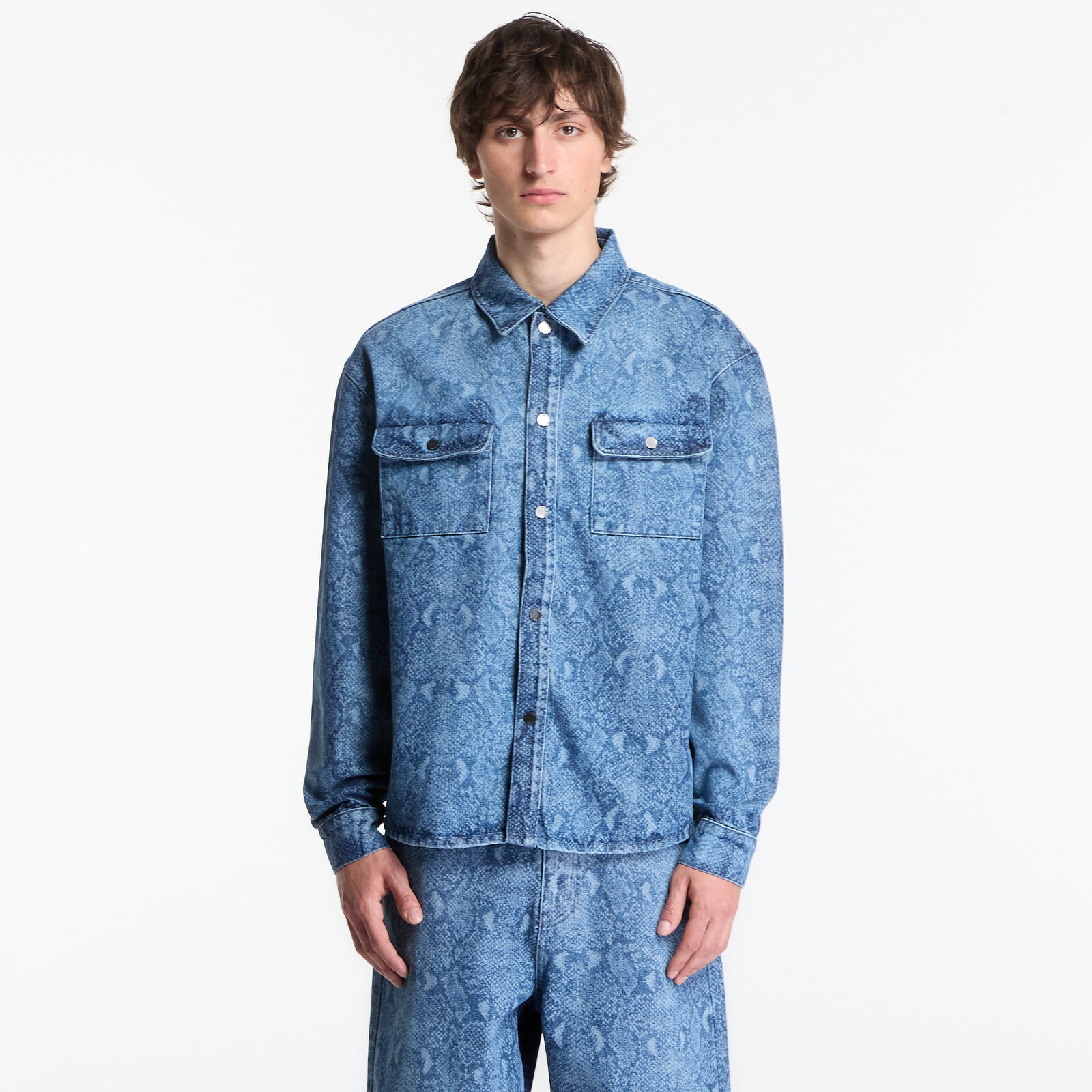Košeľa Daily Paper Snake Laser Rahul Denim Shirt Blue XL
