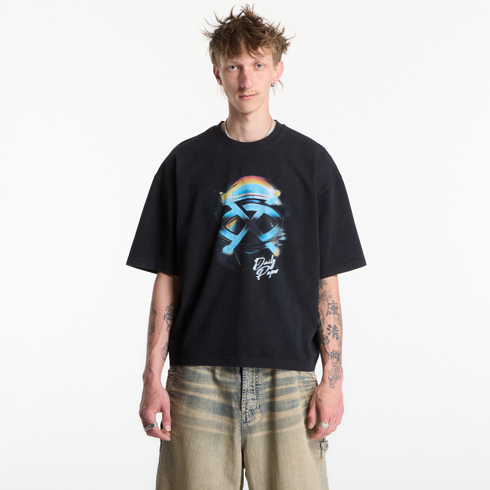 Tričko Daily Paper Shield Helmet Ss T-Shirt Washed Black L
