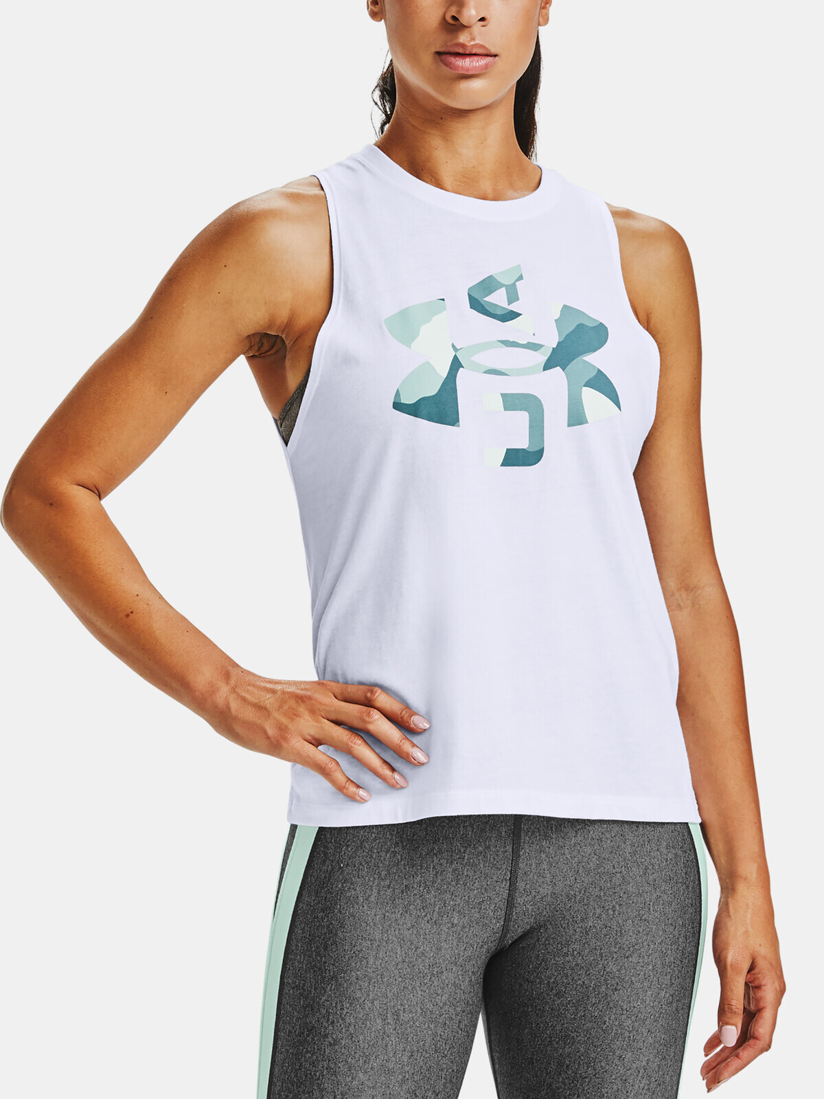 Under Armour Logo Graphic Muscle Tank-WHT Tank
