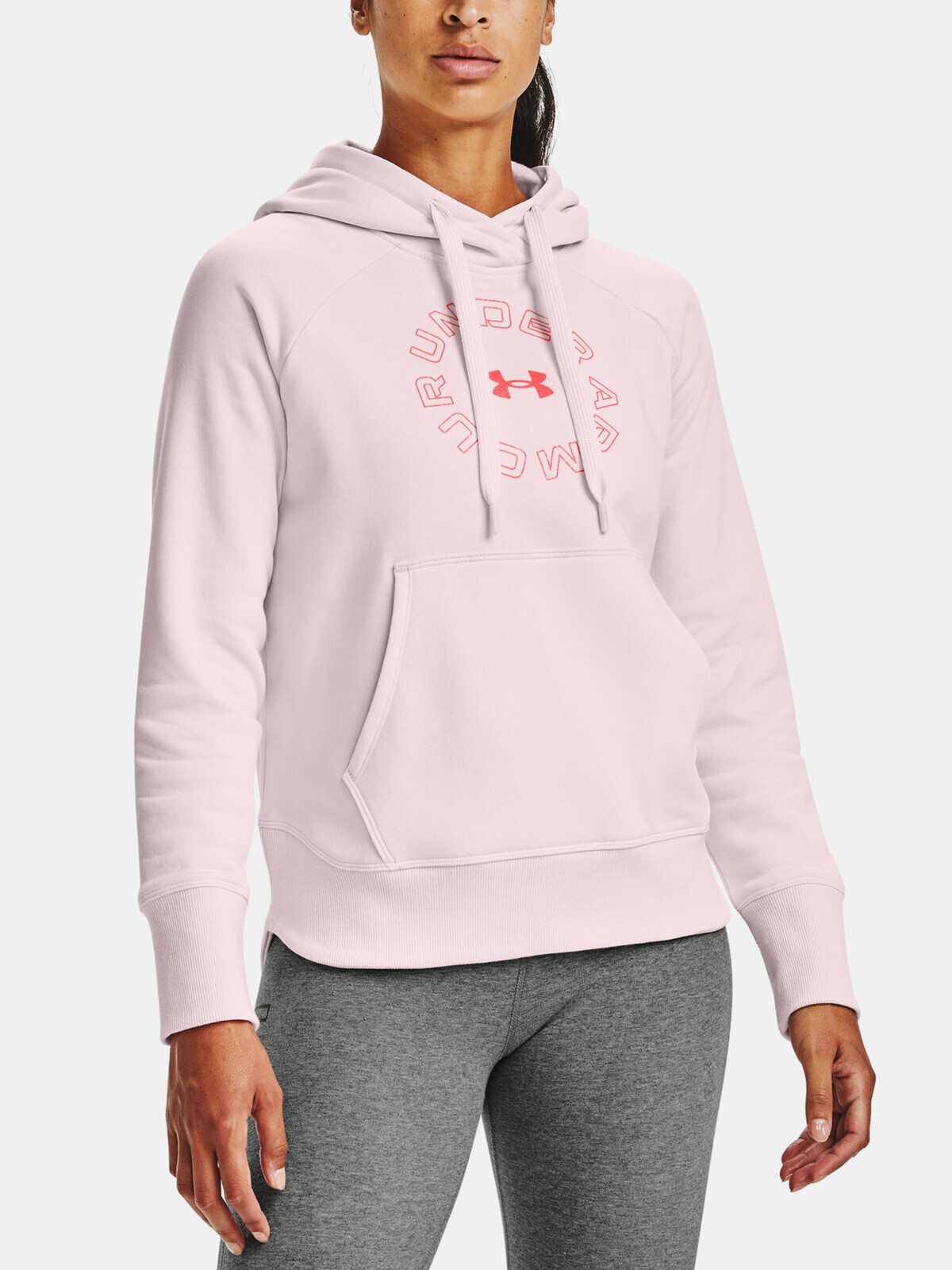 Under Armour Mikina Rival Fleece Metallic Hoodie-PNK