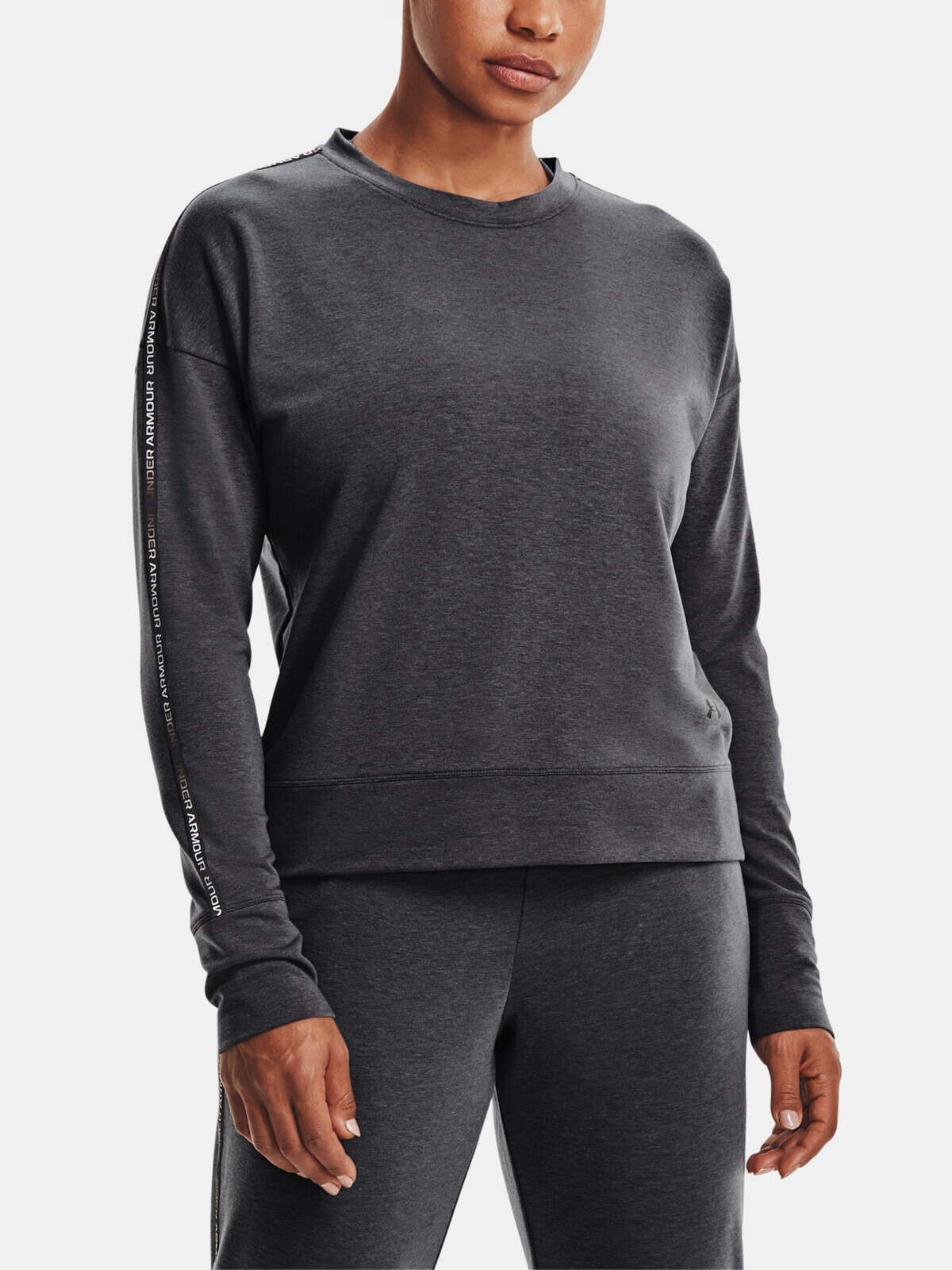 Under Armour Sweatshirt Rival Terry Taped Crew-GRY - Women