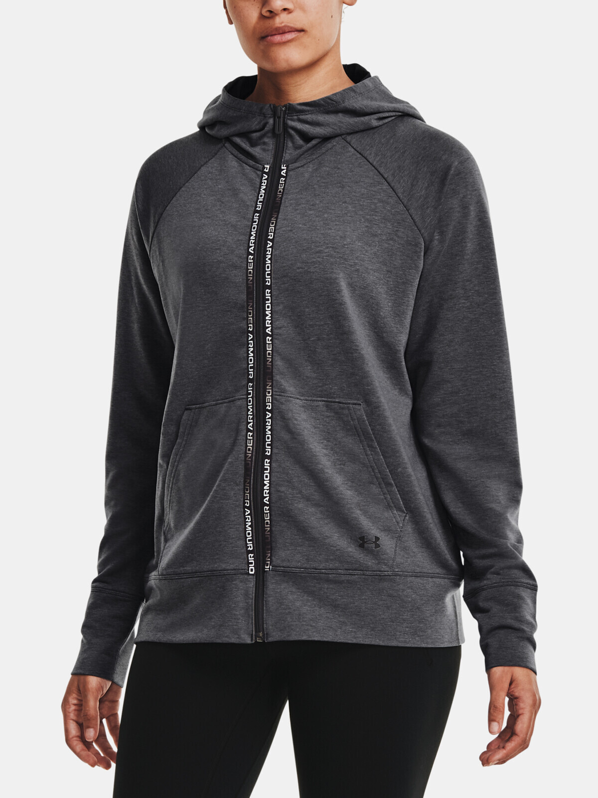 Under Armour Sweatshirt Rival Terry Taped FZ Hoodie-GRY - Women's