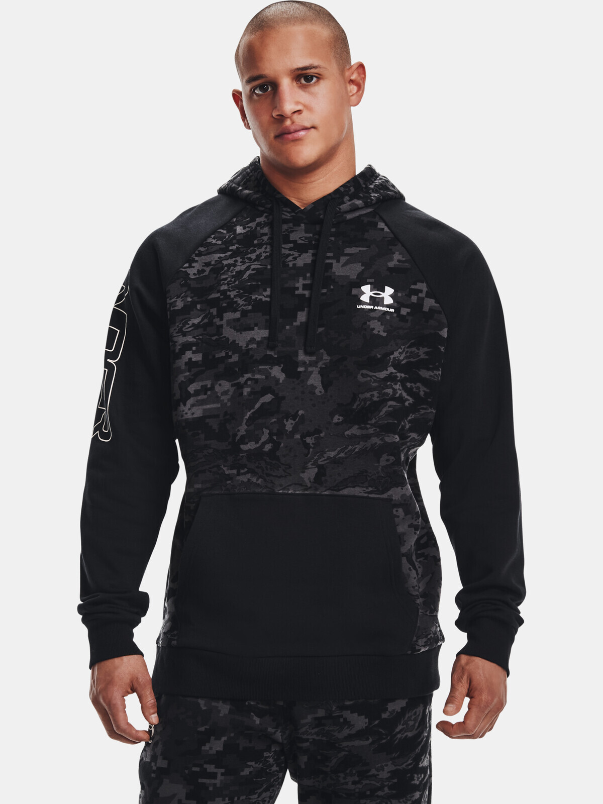 Pánska mikina Under Armour RIVAL FLC CAMO SCRIPT HD