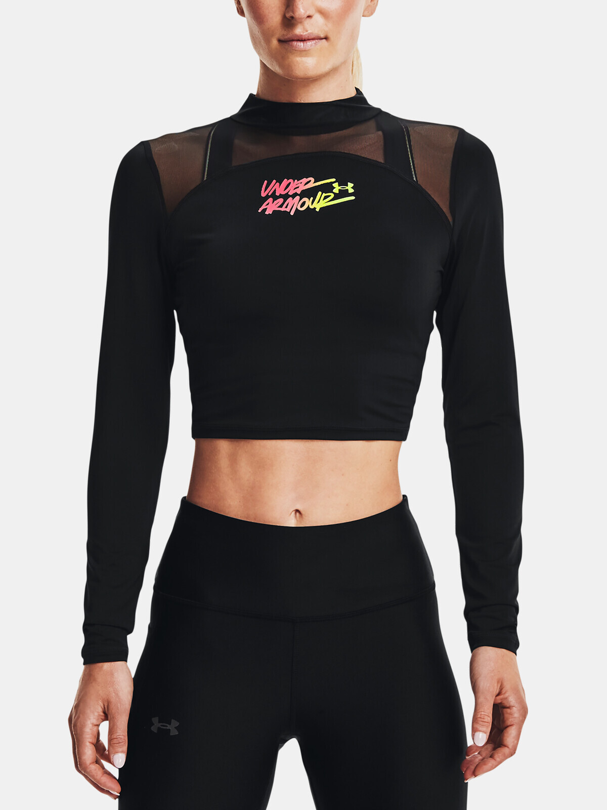 Under Armour T-shirt HG Q3 Crop Mockneck-BLK - Women's