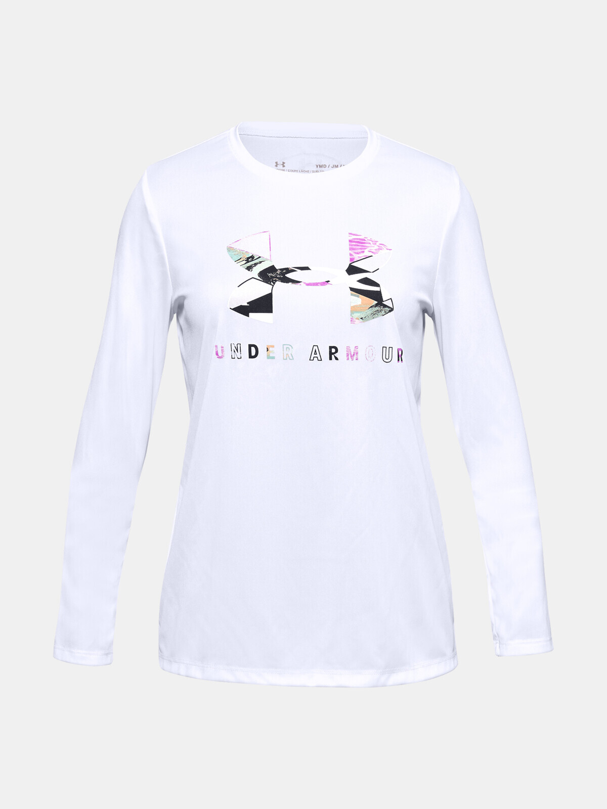 Under Armour T-Shirt Tech Graphic Big Logo LS T-Shirt-WHT - Girls