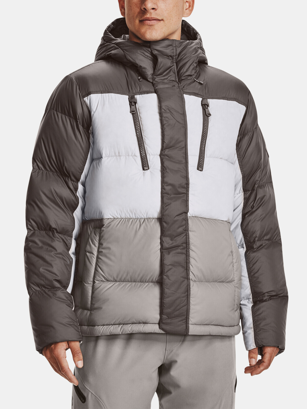 Hnedá pánska páperová zimná bunda Under Armour CGI Down Blocked Jkt