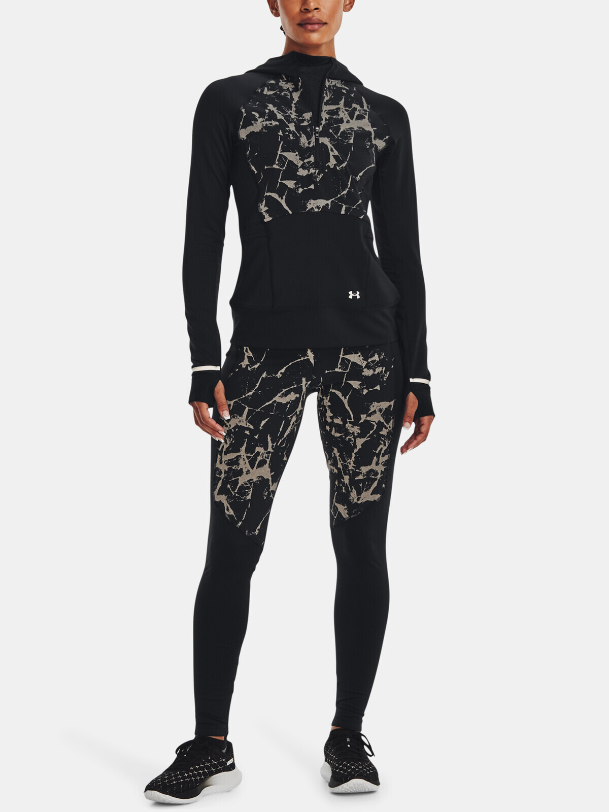 Čierne dámske zateplené športové legíny Under Armour OutRun the Cold Tight II