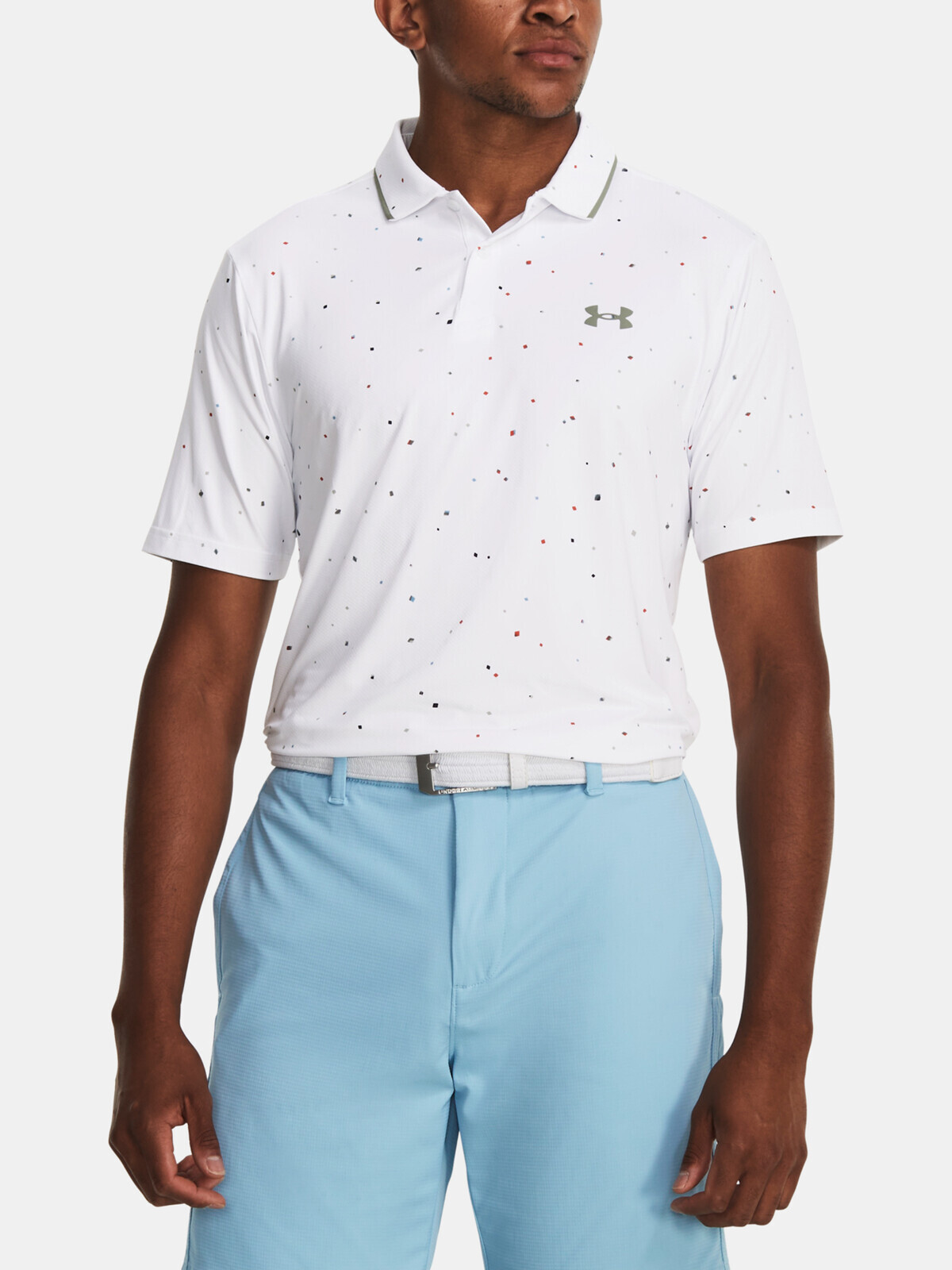Biele pánske vzorované športové polo tričko Under Armour Verge