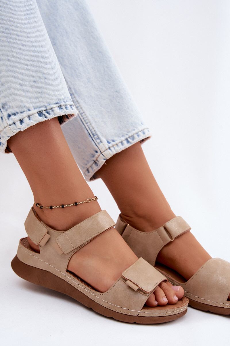 Dámske platformové sandále Beige Linora