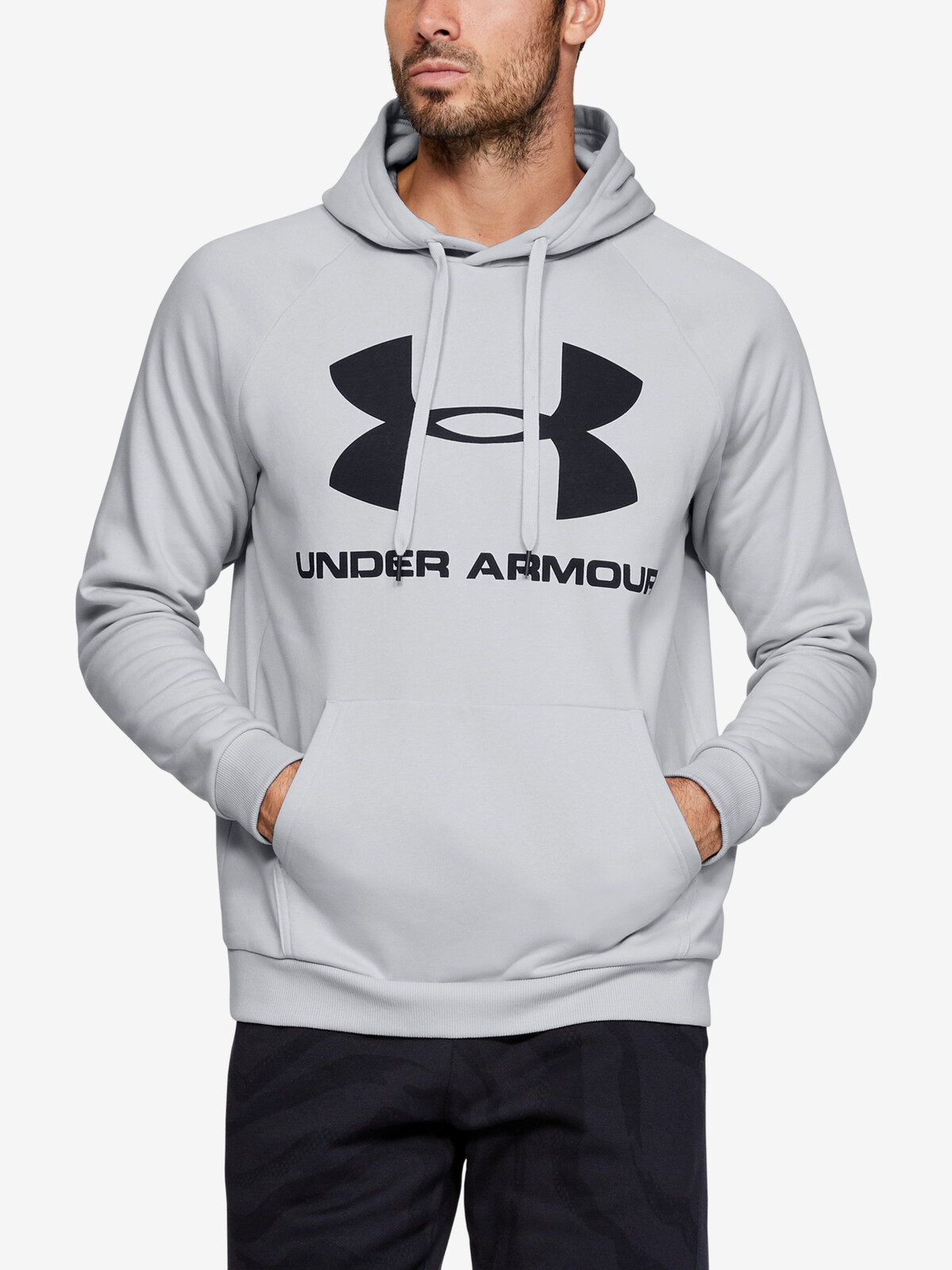 Under Armour Sweatshirt RIVAL FLEECE SPORTSTYLE LOGO HOODIE-GRY - Men's