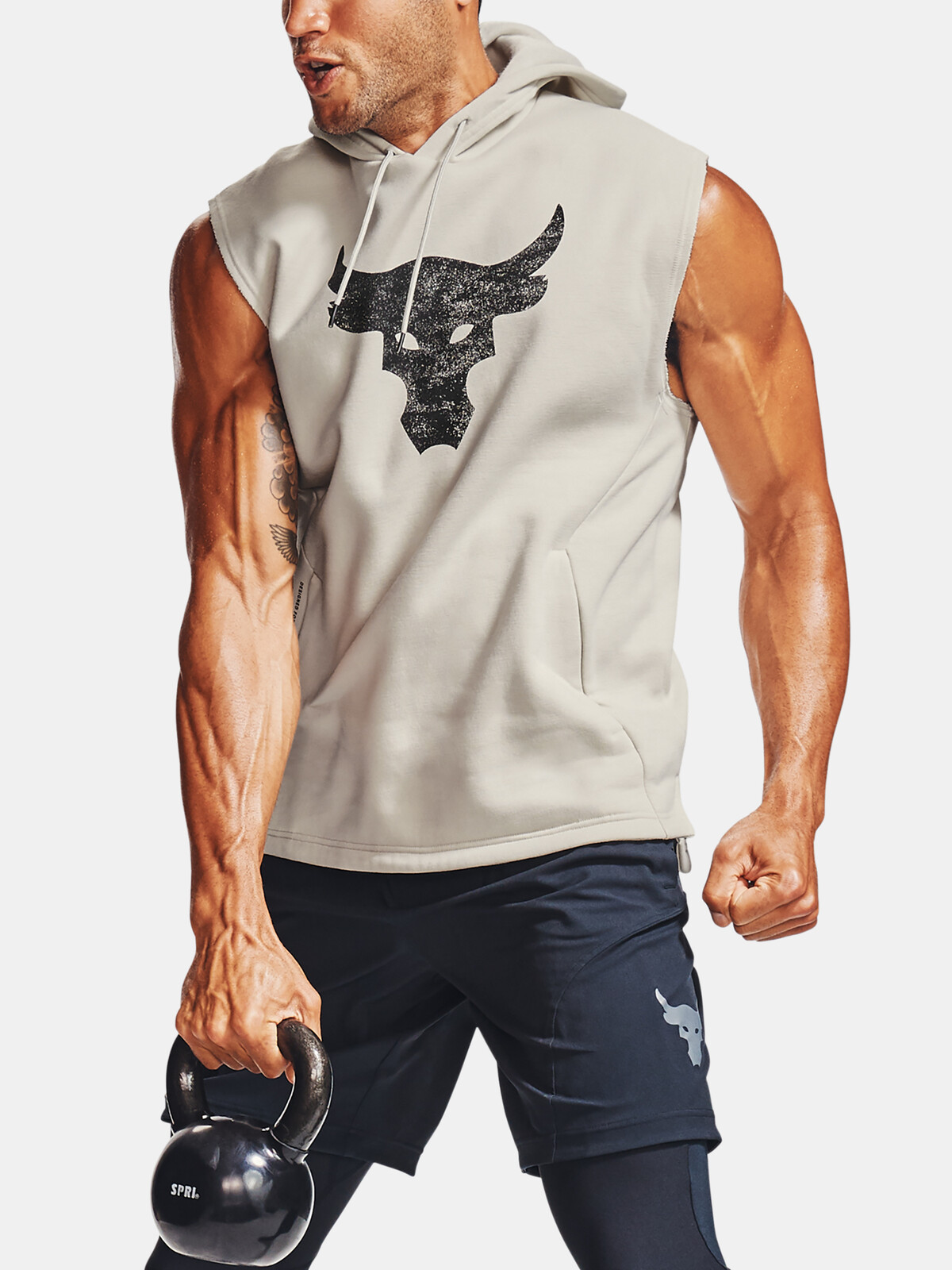 Under Armour Sweatshirt PROJECT ROCK CC SL HOODIE-WHT - Men's