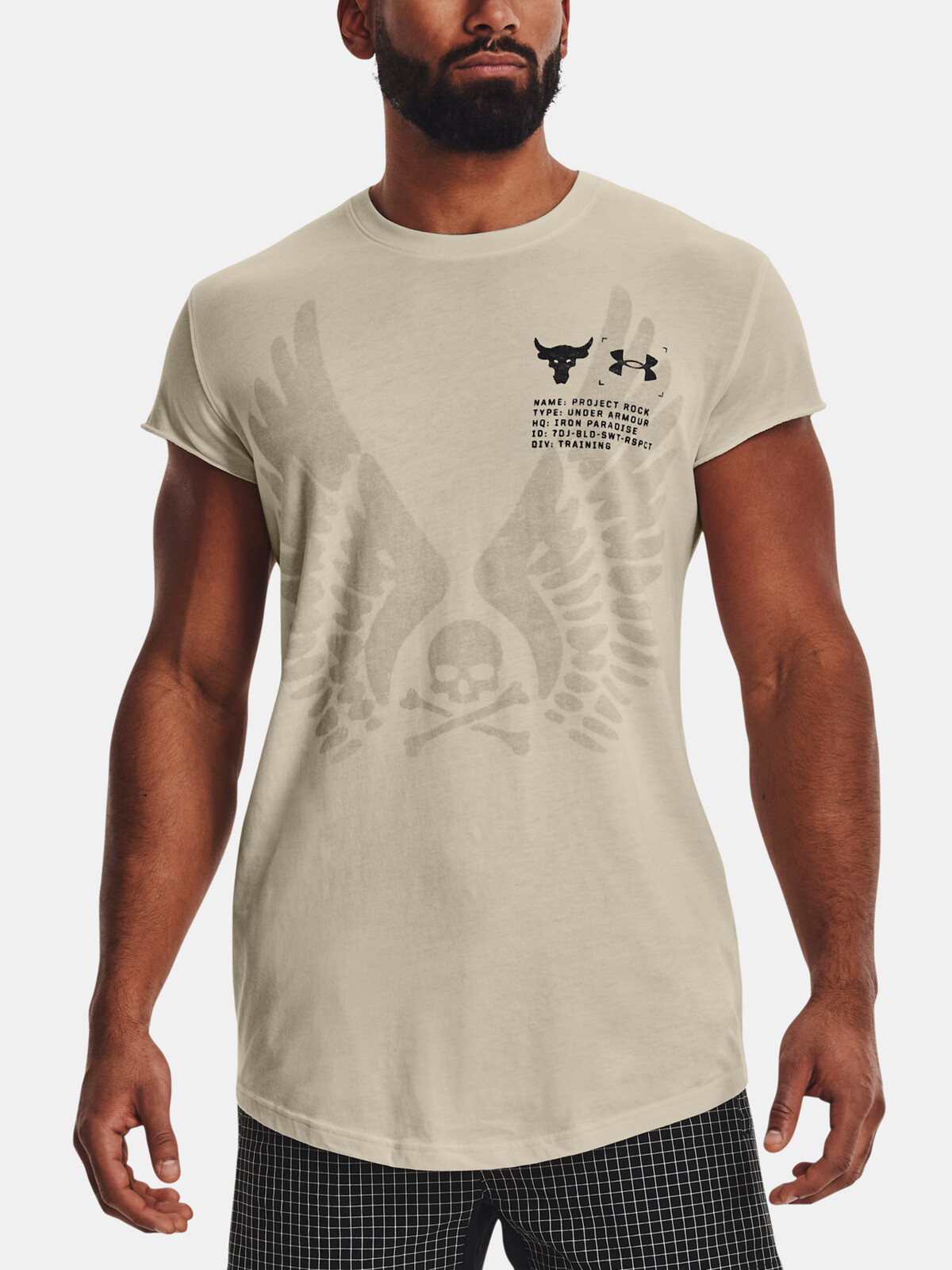 Under Armour T-Shirt UA Project Rock Cutoff Tee-BRN - Mens