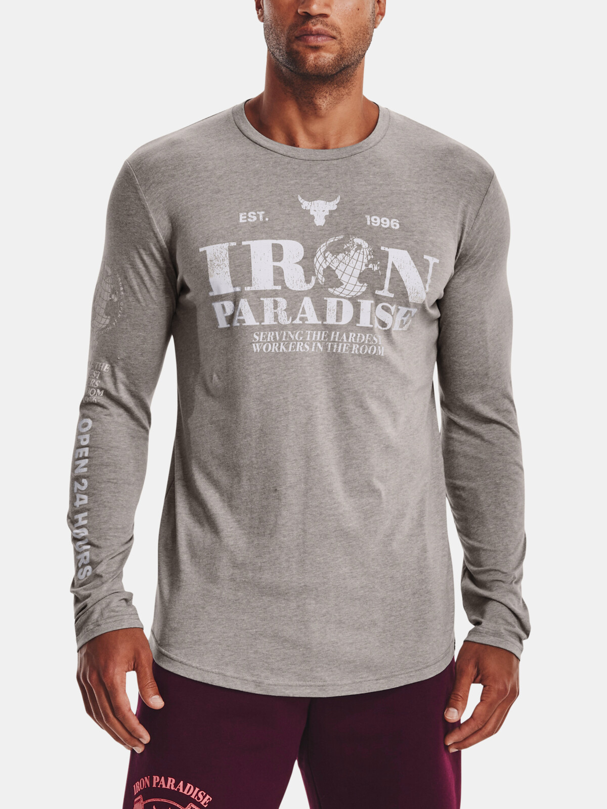 Under Armour T-Shirt UA PJT ROCK IP 24 HOURS LS-GRY - Mens