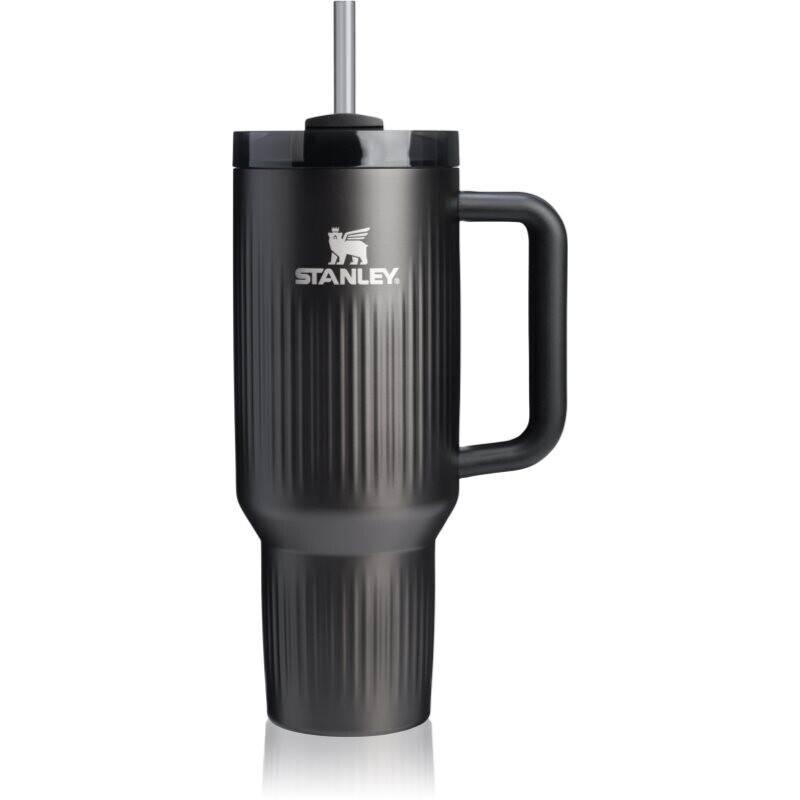 Stanley Quencher H2.O Fluted Tumbler tumbler z nehrdzavejúcej ocele s rúrkou veľký Black PVD 1180 ml
