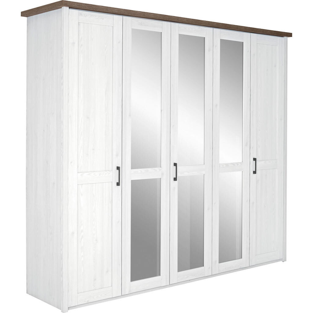 Carryhome SKRIŇA S OTOČNÝMI DVERAMI, biela, farba hľuzovkového duba, 241/212/62 cm
