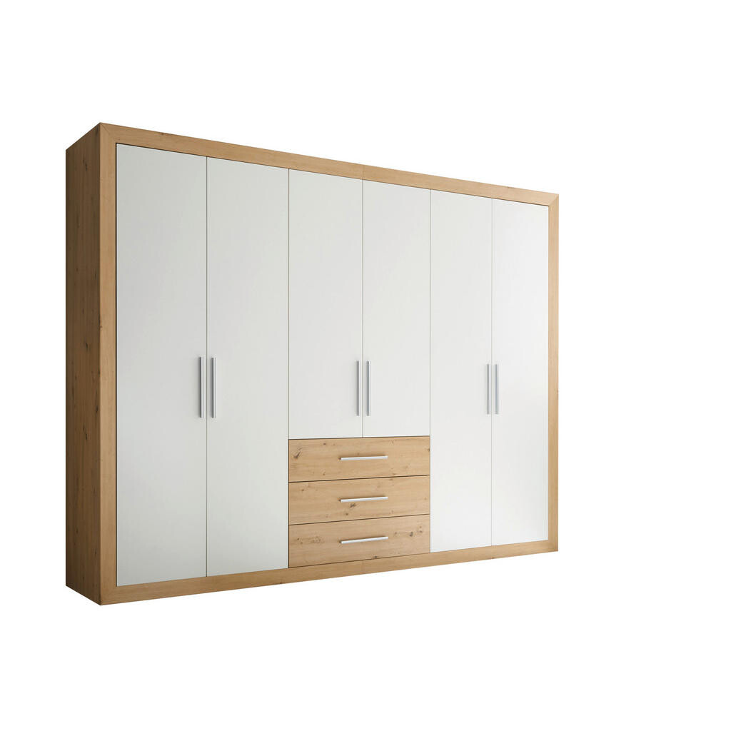 Carryhome SKRIŇA S OTOČNÝMI DVERAMI, biela, dub artisan, 289/225/59 cm