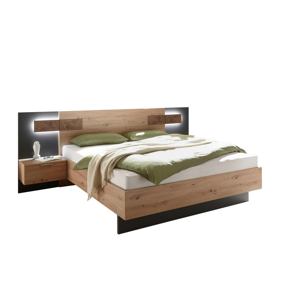Carryhome POSTEĽ S NOČNÝMI STOLÍKMI, 180/200 cm, dub artisan
