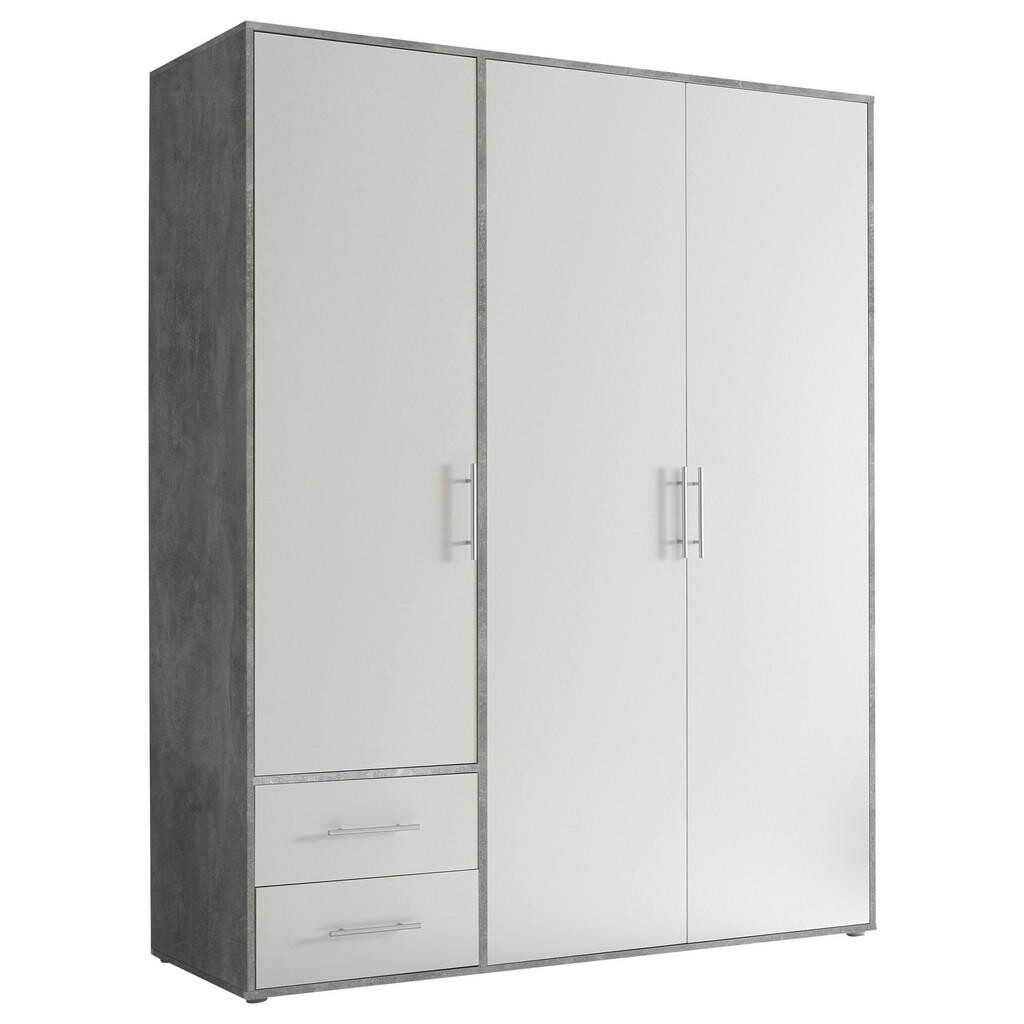 P & B SKRIŇA S OTOČNÝMI DVERAMI, biela, svetlosivá, 155/195/60 cm