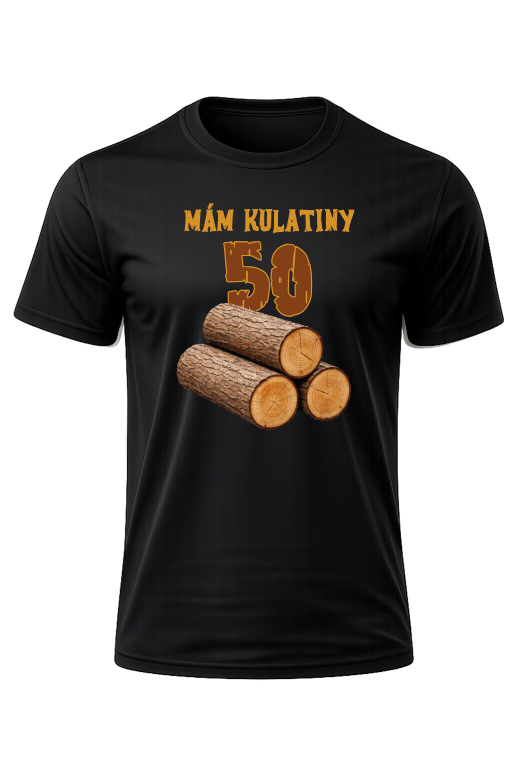 Pánské bavlněné tričko s potiskem - MÁM KULATINY 50 - černé  XL