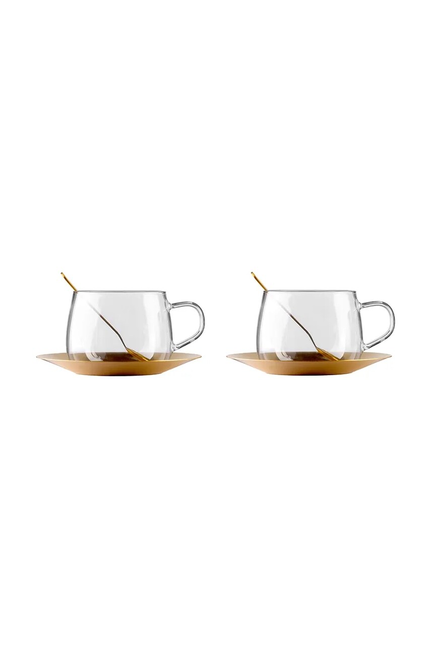 Vialli Design šálka s podstavcom z borosilikátového skla 400 ml