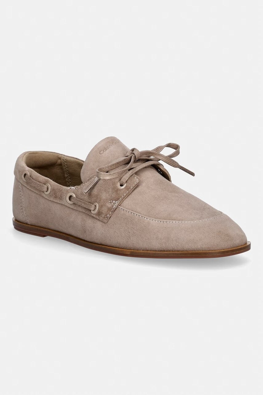 Calvin Klein mokasíny dámske semišové ESS BOATSHOE SUEDE