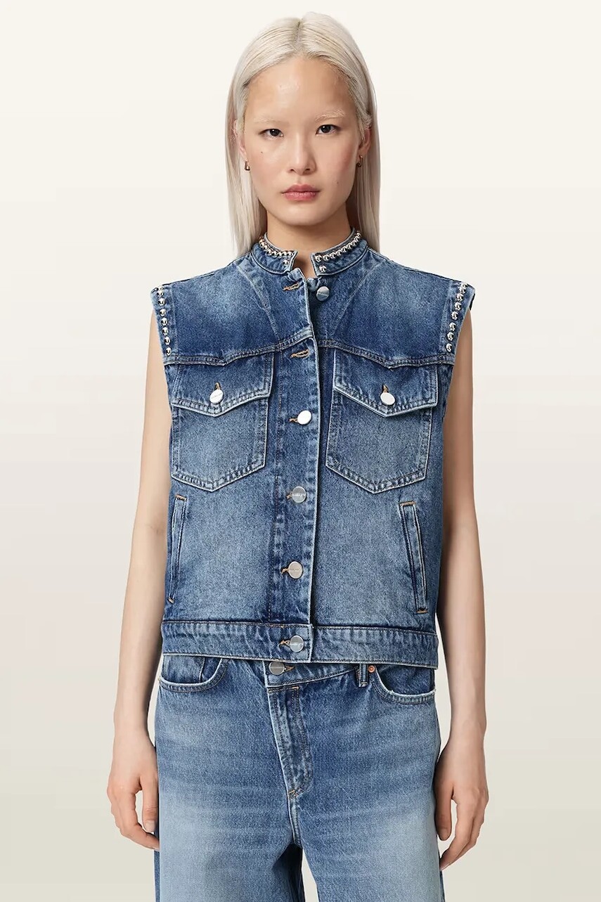 AllSaints vesta dámska rifľová MAV