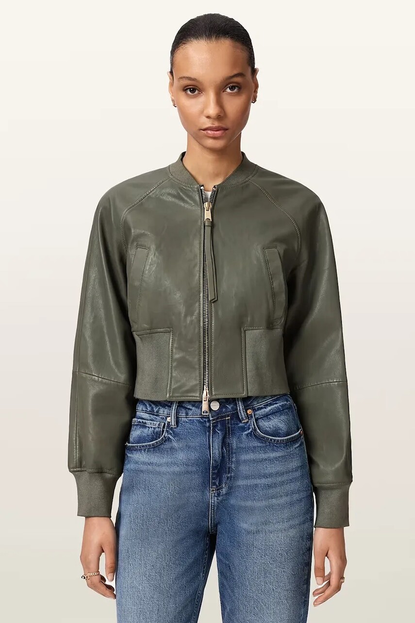 AllSaints bunda bomber dámska kožená SURI