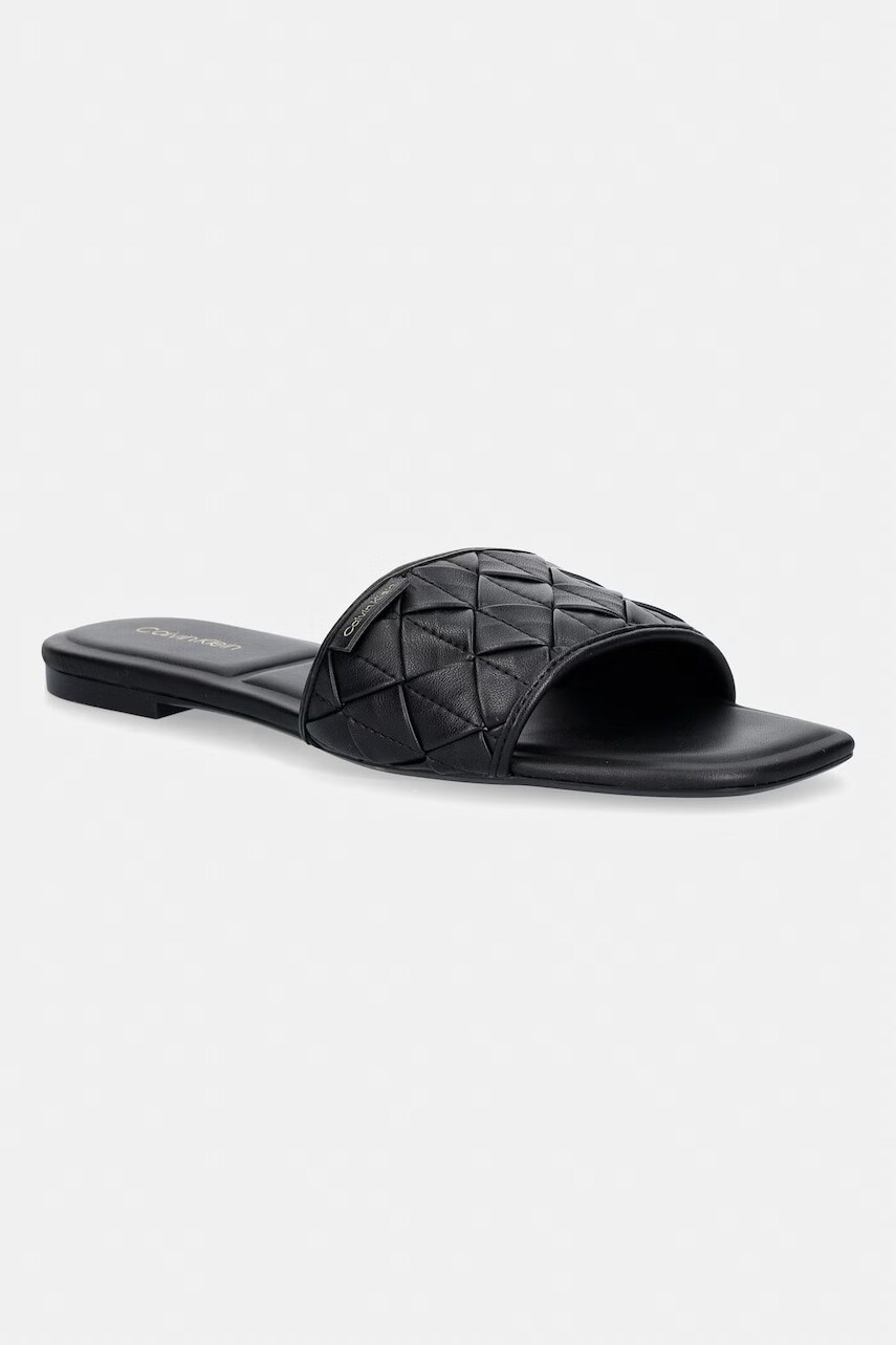 Calvin Klein šľapky dámske SQUARE FLAT SNDL WOVEN LTH