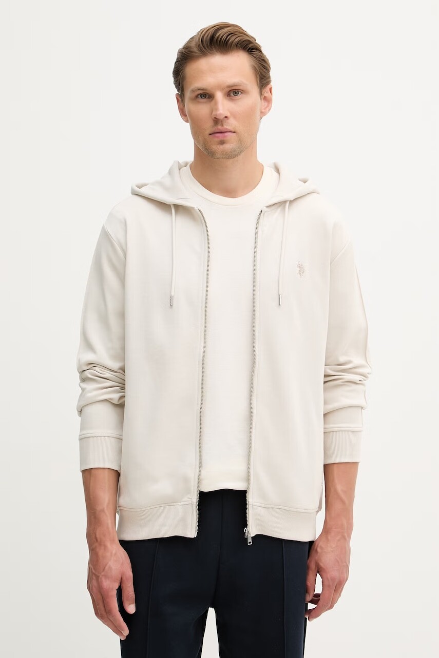 U.S. Polo Assn. mikina na zips s kapucňou pánska s bavlnou DHM Interlock Zip
