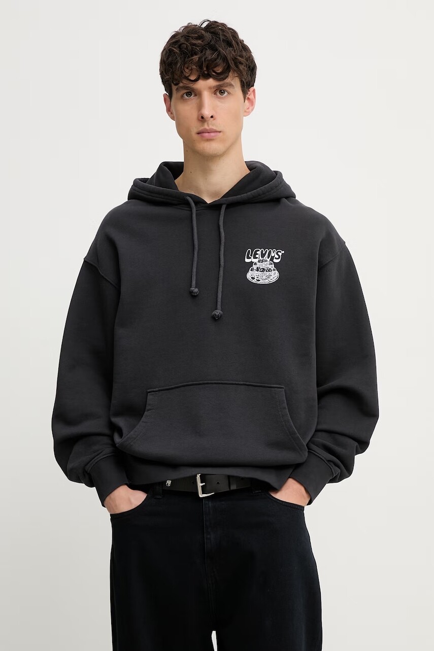 Levi's mikina s kapucňou pánska bavlnená LSE_T2 RELAXED GRAPHIC