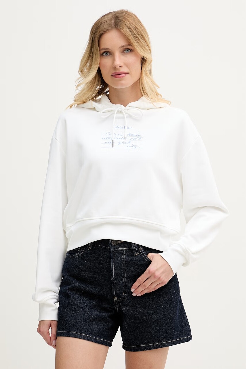 Calvin Klein Jeans mikina s kapucňou dámska bavlnená