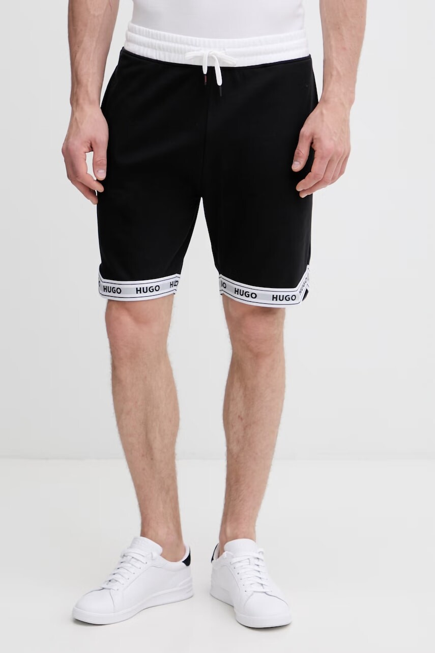 HUGO teplákové šortky pánske bavlnené s elastanom TADE SHORTS